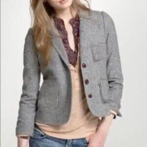 J. Crew Wool/Silk Gray Grey Schoolboy Academia Blazer Jacket SIze 4